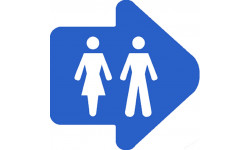WC, toilette flèche directionnelle droite (20x20cm) - Sticker/autocol