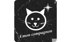 à mon compagnon chat marbre noir (10x10cm) - Sticker/autocollant