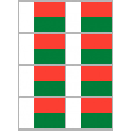 Drapeau Madagascar (8 fois 9.5x6.3cm) - Sticker/autocollant