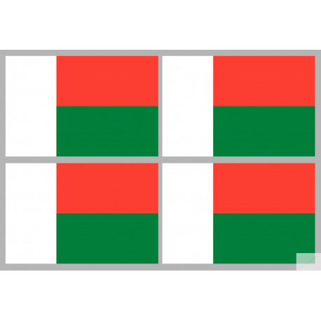 Drapeau Madagascar (4 fois 9.5x6.3cm) - Sticker/autocollant Drapeau Madagascar (4 fois 9.5x6.3cm) - Sticker/autocollant