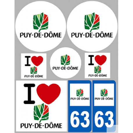Département 63 le Puy-de-Dôme (8 autocollants variés) - Sticker/aut