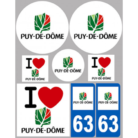 Département 63 le Puy-de-Dôme (8 autocollants variés) - Sticker/aut