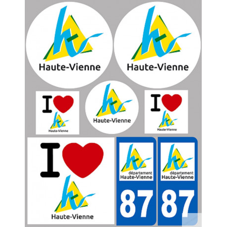Département 87 la Haute-Vienne (8 autocollants variés) - Sticker/aut
