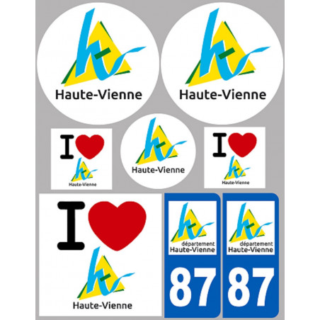 Département 87 la Haute-Vienne (8 autocollants variés) - Sticker/aut