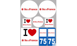 Département 75 l'île de France (8 autocollants variés) - Sticker/au