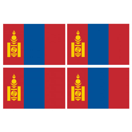 Drapeau Mongolie (4 fois 9.5x6.3cm) - Sticker/autocollant