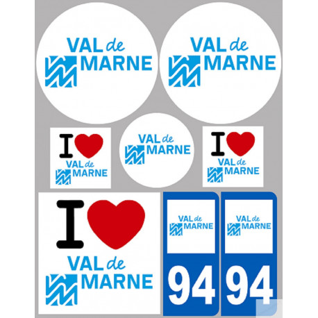 Département 94 le Val de Marne (8 autocollants variés) - Sticker/aut