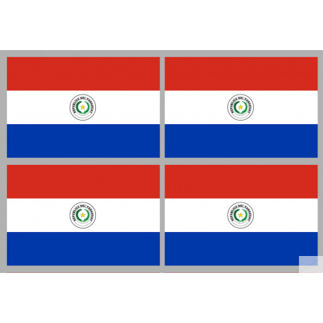 Drapeau Paraguay (4 fois 9.5x6.3cm) - Sticker/autocollant Drapeau Paraguay (4 fois 9.5x6.3cm) - Sticker/autocollant