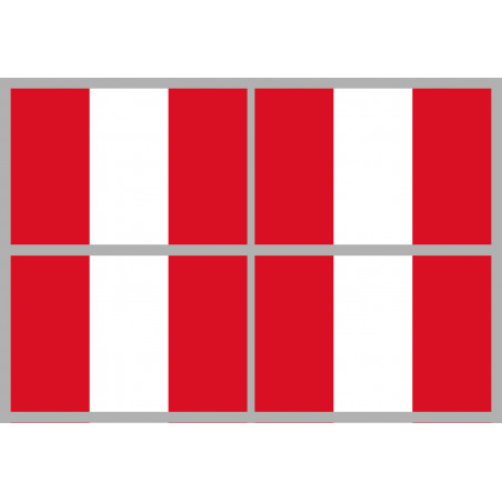 Drapeau Pérou (4 fois 9.5x6.3cm) - Sticker/autocollant
