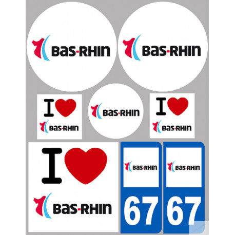 Département 67 le Bas-Rhin (8 autocollants variés) - Sticker/autocol