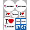 Département 67 le Bas-Rhin (8 autocollants variés) - Sticker/autocol