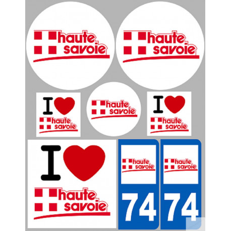 Département 74 la Haute Savoie (8 autocollants variés) - Sticker/aut