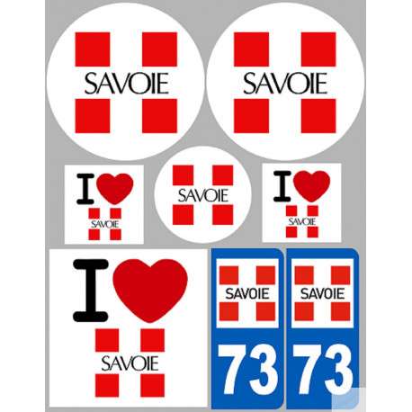 Département 73 la Savoie (8 autocollants variés) - Sticker/autocolla