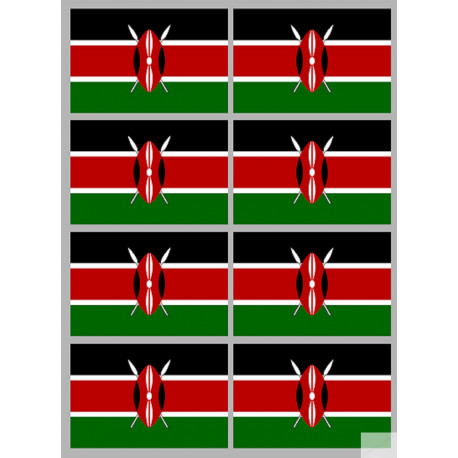 Drapeau Kenya (8 fois 9.5x6.3cm) - Sticker/autocollant