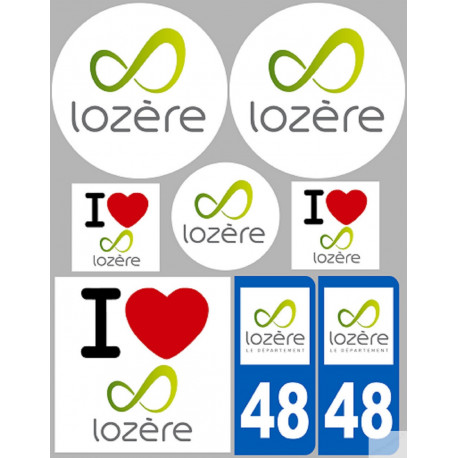 Département 48 la Lozère (8 autocollants variés) - Sticker/autocoll