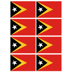 Drapeau Timor Oriental (8 stickers - 9.5 x 6.3 cm) - Sticker/autocolla