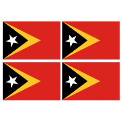 Drapeau Timor Oriental (4 stickers - 9.5 x 6.3 cm) - Sticker/autocolla