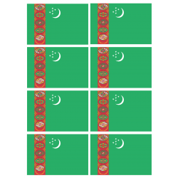 Drapeau Turkménistan (8 stickers - 9.5 x 6.3 cm) - Sticker/autocollan