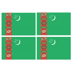 Drapeau Turkménistan (4 stickers - 9.5 x 6.3 cm) - Sticker/autocollan