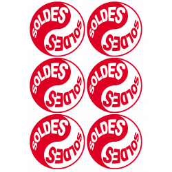 Série YIN YANG SOLDES rouge (6 stickers 9.5x9.5cm) - Sticker/autocoll