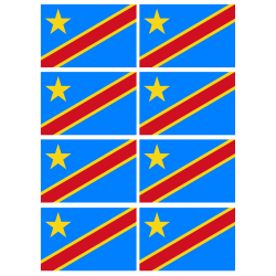 Drapeau République démocratique du Congo (8 stickers de 9.5x6.3cm) -