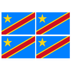 Drapeau République démocratique du Congo (4 stickers de 9.5x6.3cm) -