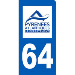 Autocollants : immatriculation motard 64 des Pyrénées Atlantiques