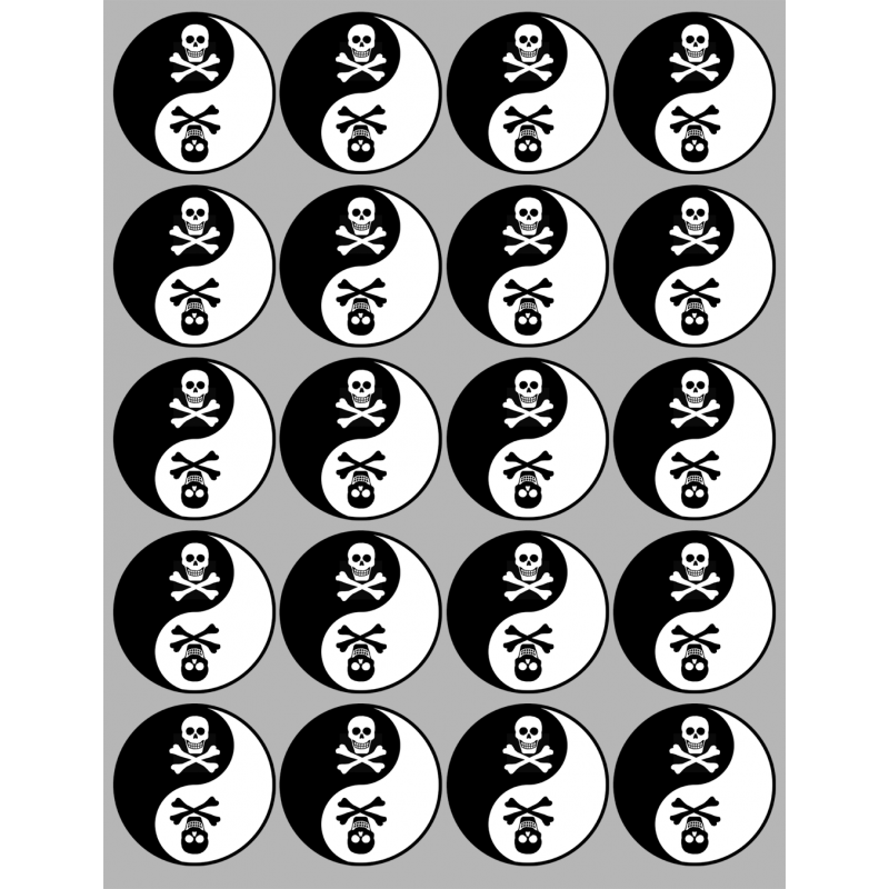 YIN YANG tête de mort (20 fois 5cm) - Sticker/autocollant YIN YANG tête de mort (20 fois 5cm) - Sticker/autocollant
