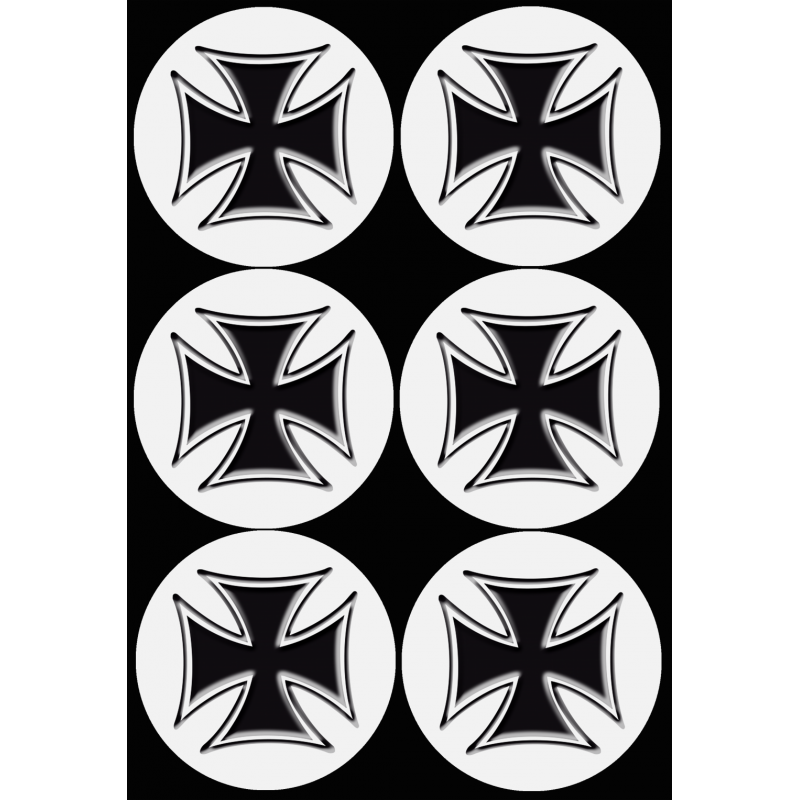 Croix de Malte noir (6 fois 9cm) - Sticker/autocollant