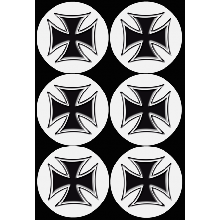 Croix de Malte noir (6 fois 9cm) - Sticker/autocollant