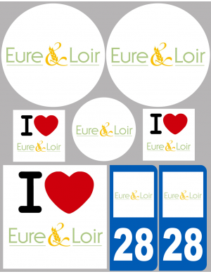 Département 28 de l'Eure et Loir (8 autocollants variés) - Sticker/a