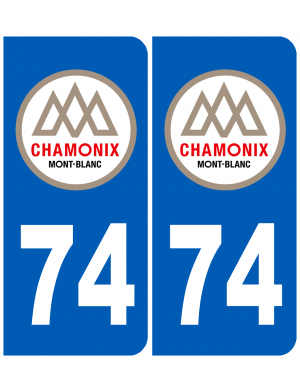 immatriculation Chamonix-Mont-Blanc 74 (2 stickers 10,2x4,6cm) - Stick