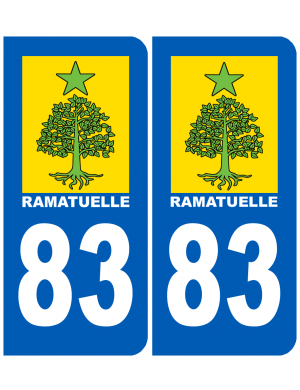 immatriculation Ramatuelle 83 (2 stickers 10,2x4,6cm) - Sticker/autoco