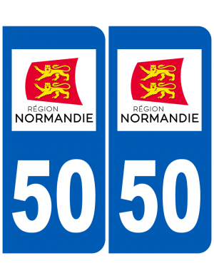 immatriculation 50 Normandie (2 logos de 10,2x4,6cm) - Sticker/autocol
