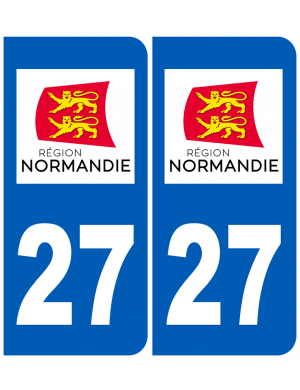 immatriculation 27 Normandie (2 logos de 10,2x4,6cm) - Sticker/autocol
