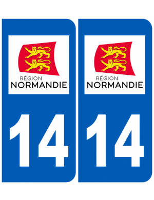 immatriculation 14 Normandie (2 logos de 10,2x4,6cm) - Sticker/autocol