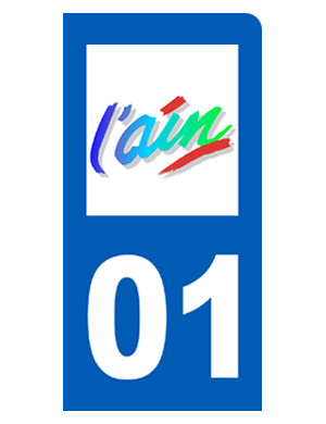 immatriculation motard l'Ain (6x3cm) - Sticker/autocollant