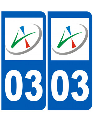 immatriculation 03 l'Allier (2fois 10,2x4,6cm) - Sticker/autocollant