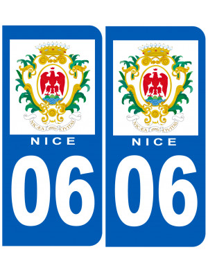 immatriculation 06 Nice (2fois 10,2x4,6cm) - Sticker/autocollant