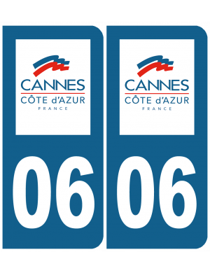 immatriculation 06 Cannes (2fois 10,2x4,6cm) - Sticker/autocollant
