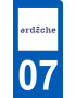 immatriculation motard 07 Ardèche (6x3cm) - Sticker/autocollant