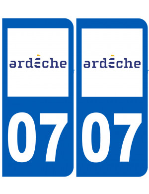 immatriculation 07 Ardèche (2fois 10,2x4,6cm) - Sticker/autocollant
