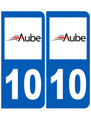immatriculation 10 Aube (2fois 10,2x4,6cm) - Sticker/autocollant