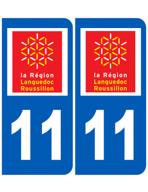immatriculation 11 Languedoc Roussillon (2fois 10,2x4,6cm) - Sticker/a