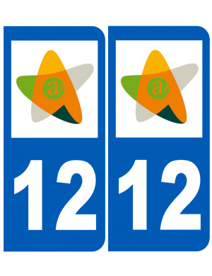 immatriculation 12 Aveyron (2fois 10,2x4,6cm) - Sticker/autocollant