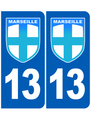 immatriculation 13 de Marseille (2fois 10,2x4,6cm) - Sticker/autocolla