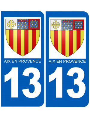 immatriculation 13 Aix-en-Provence (2fois 10,2x4,6cm) - Sticker/autoco