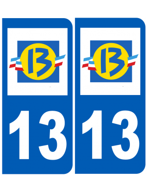 immatriculation 13 Bouches-du-Rhône (2fois 10,2x4,6cm) - Sticker/auto