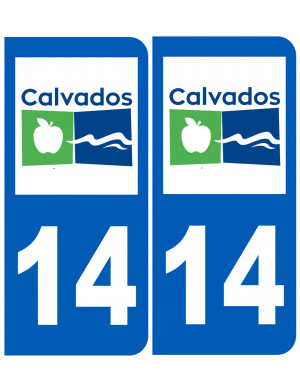 immatriculation 14 Calvados (2fois 10,2x4,6cm) - Sticker/autocollant