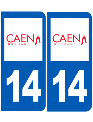 immatriculation 14 Caen (2fois 10,2x4,6cm) - Sticker/autocollant